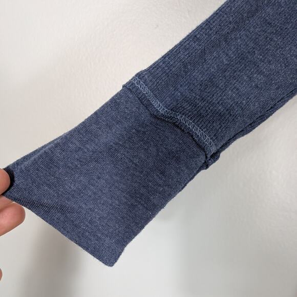 Y2K Mossimo Henley Top L Blue Ribbed 3/4 Sleeve Twilightcore Bella Elena Fitted - Picture 6 of 9